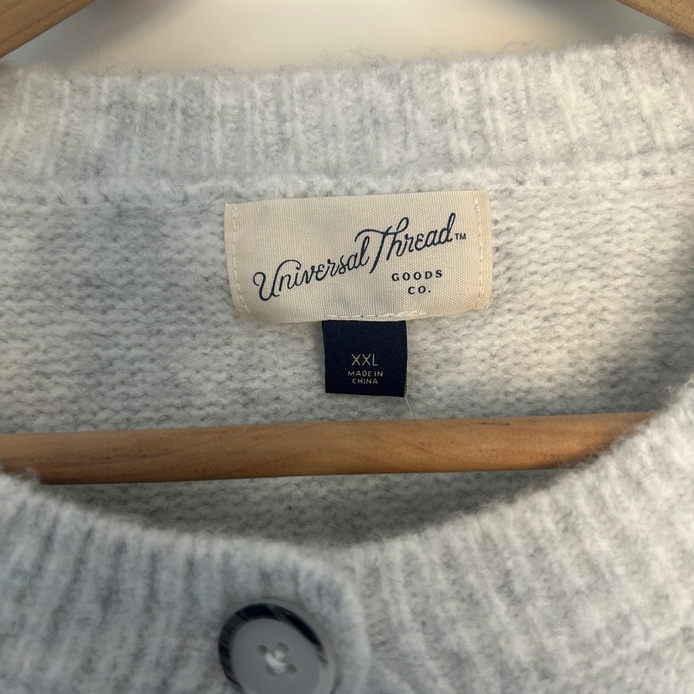 Universal Thread Light Gray Short Sleeve Button Cardigan - Picture 3 of 4